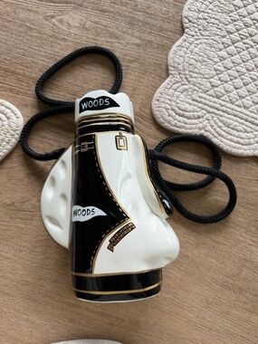 Timmy Woods Beverly Hills Golf Bag Crossbody Bag Purse White Black Gold VTG